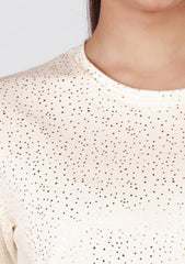 Short-Length T-Shirt - Dotted Beige