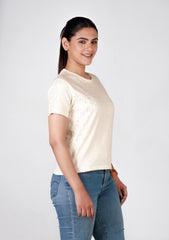Short-Length T-Shirt - Dotted Beige
