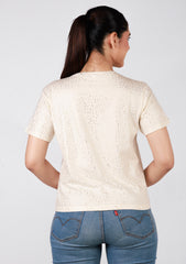 Short-Length T-Shirt - Dotted Beige