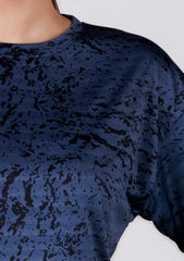 Ladies Crop Fi Sleeve T Shirt - Blue