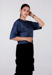 Ladies Crop Fi Sleeve T Shirt - Blue