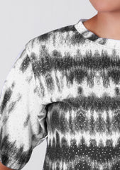 Ladies Crop T Shirt - Black Printed