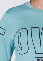 Ladies Crop T Shirt - Cyan