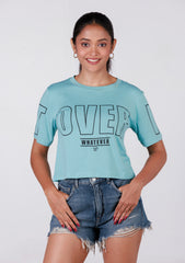 Ladies Crop T Shirt - Cyan