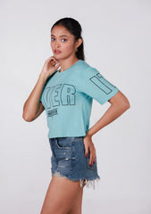 Ladies Crop T Shirt - Cyan