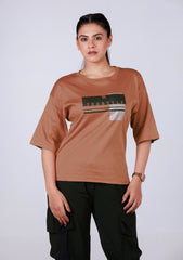 Ladies Drop Shoulder T Shirt - Brown