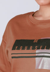 Ladies Drop Shoulder T Shirt - Brown