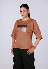 Ladies Drop Shoulder T Shirt - Brown