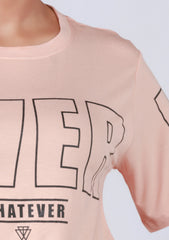 Ladies Crop T Shirt - Pink Printed