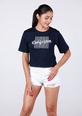 Ladies Crop T Shirt - Navy Blue