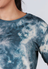 Short-Length T-Shirt - Blue White Tie Dye