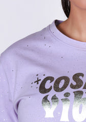 Short-Length T-Shirt - Texted Lavander