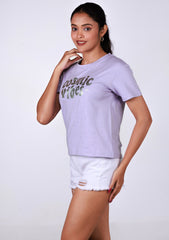 Short-Length T-Shirt - Texted Lavander