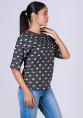 Ladies Drop Shoulder T Shirt - Grey