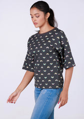 Ladies Drop Shoulder T Shirt - Grey