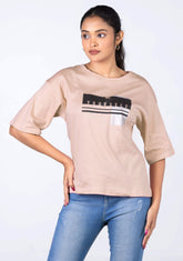 Ladies Drop Shoulder T Shirt - Rose Gold