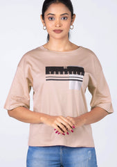 Ladies Drop Shoulder T Shirt - Rose Gold