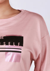 Ladies Drop Shoulder T Shirt - Pink