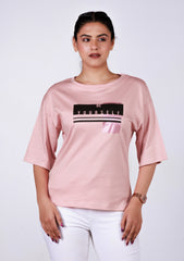 Ladies Drop Shoulder T Shirt - Pink