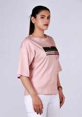 Ladies Drop Shoulder T Shirt - Pink