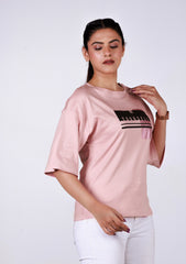 Ladies Drop Shoulder T Shirt - Pink