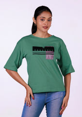 Ladies Drop Shoulder T Shirt - Green