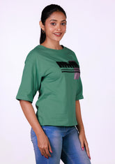 Ladies Drop Shoulder T Shirt - Green
