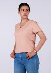 Ladies Crop V-Neck T-Shirt