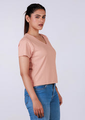 Ladies Crop V-Neck T-Shirt