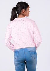 Ladies Long Sleeve Crop Top - Pink