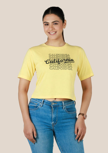 Ladies Crop T Shirt - Yellow