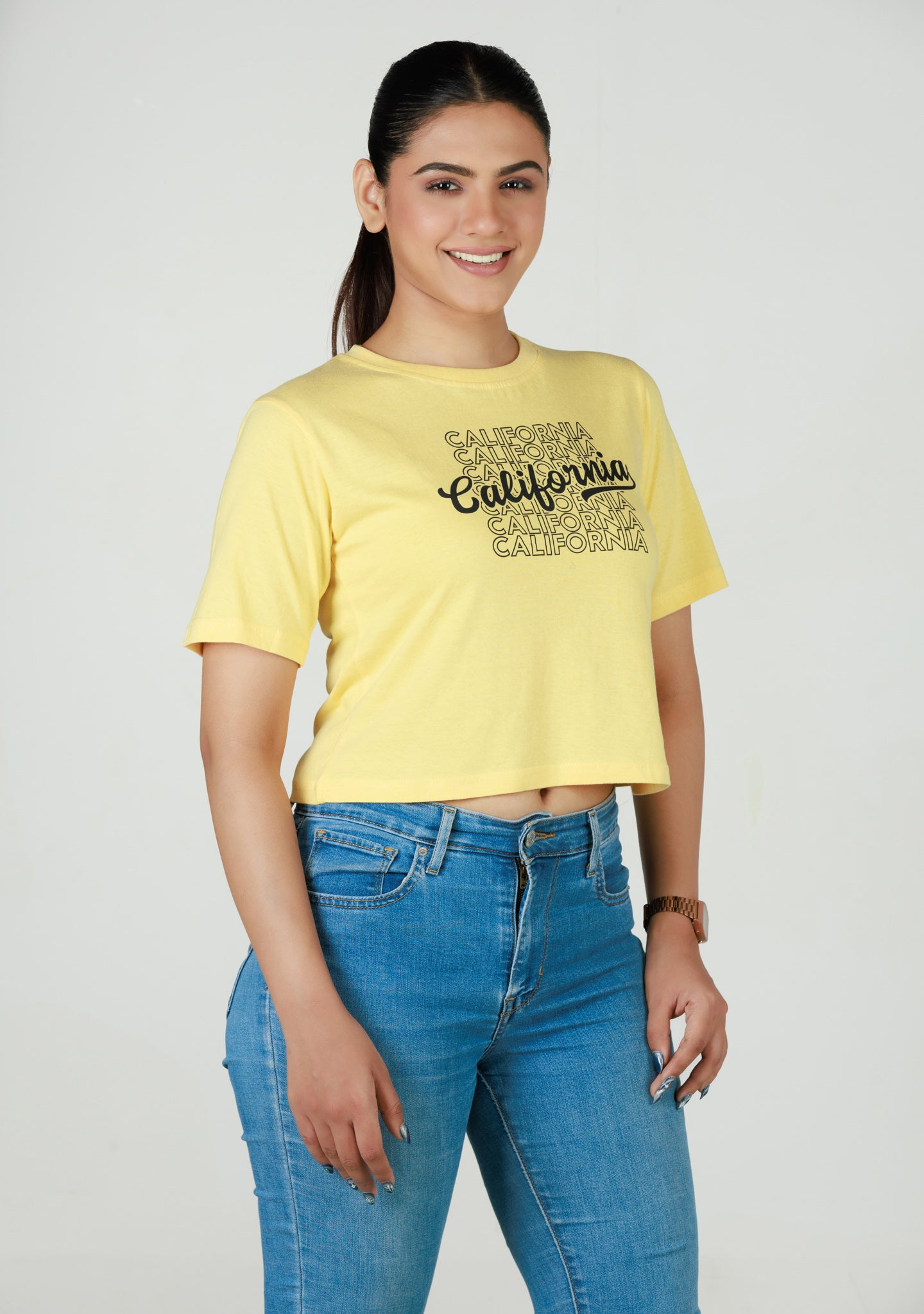 Ladies Crop T Shirt - Yellow