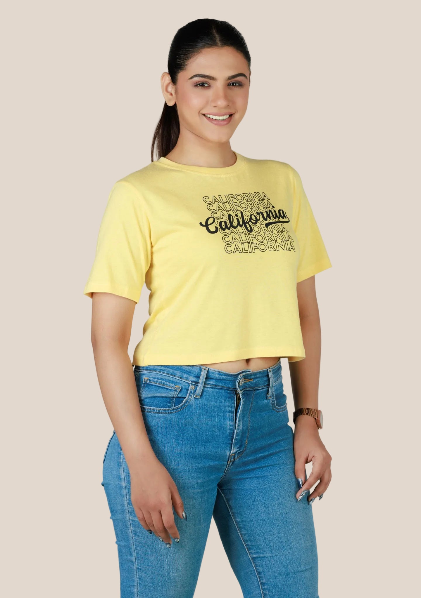 Ladies Crop T Shirt - Yellow