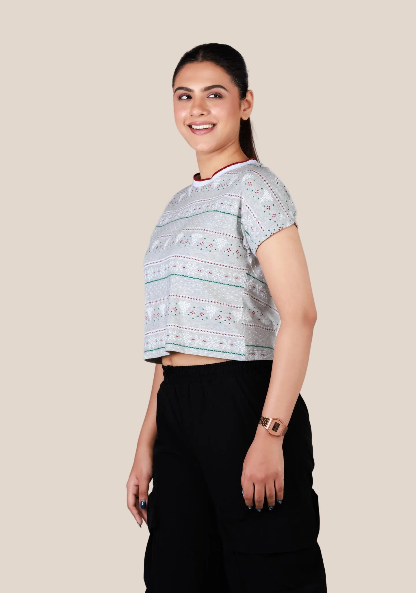 Ladies Crop Mini Printed Pattern