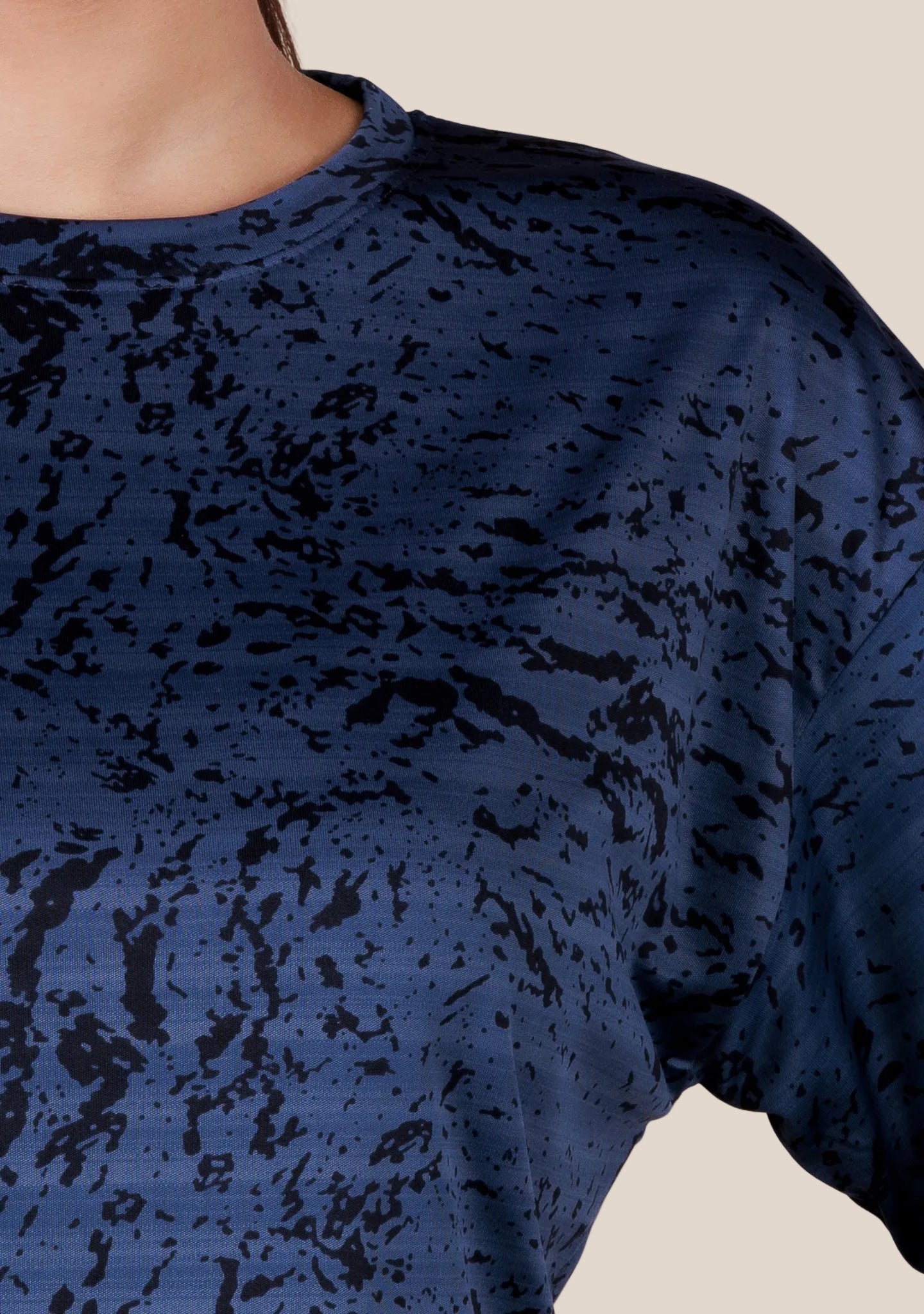 Ladies Crop Fi Sleeve T Shirt - Blue