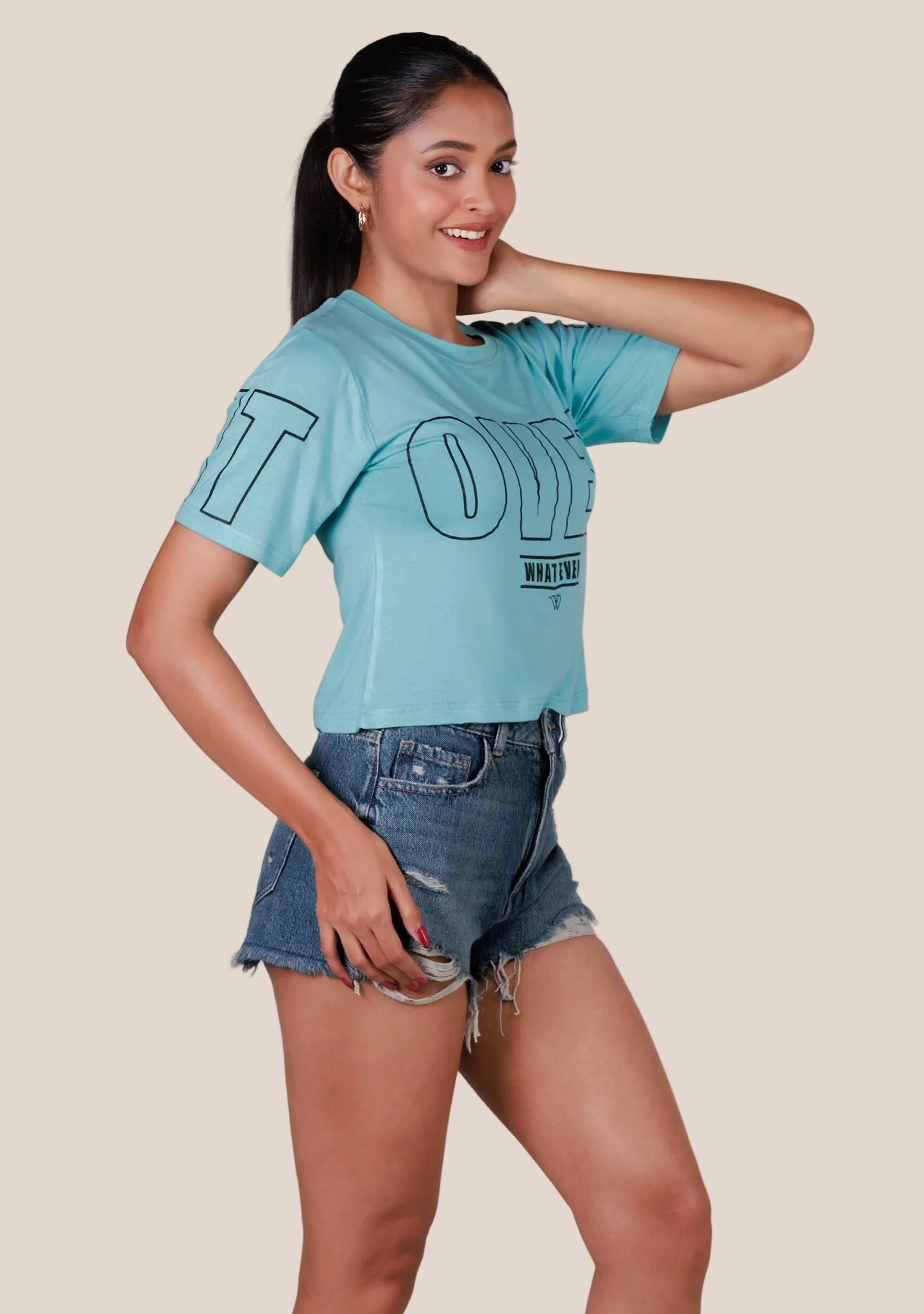 Ladies Crop T Shirt - Cyan
