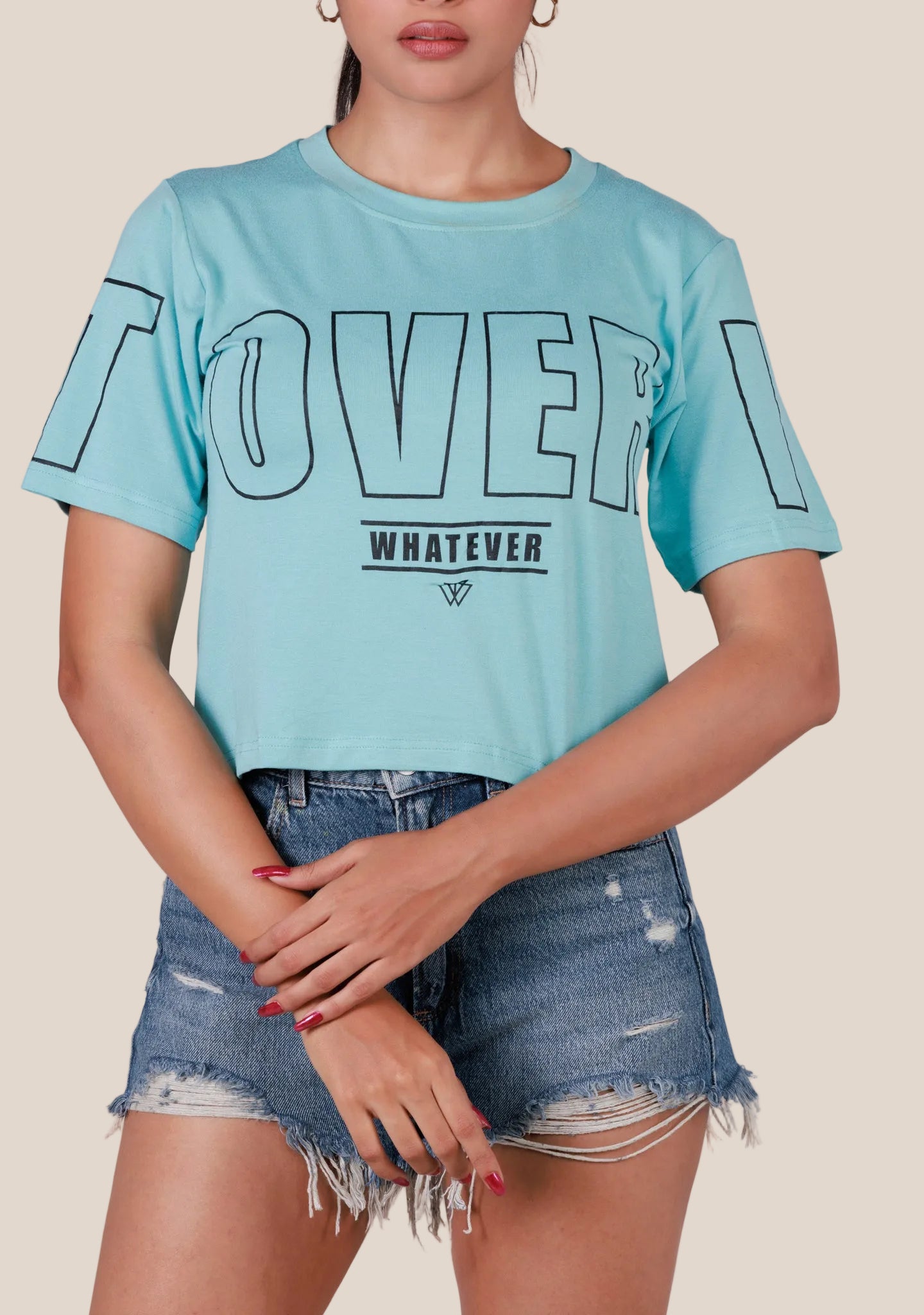Ladies Crop T Shirt - Cyan