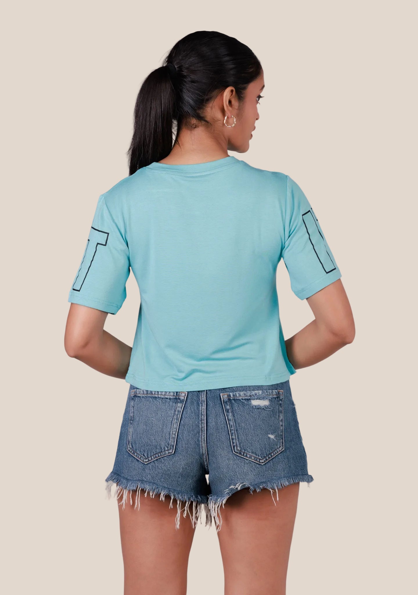 Ladies Crop T Shirt - Cyan