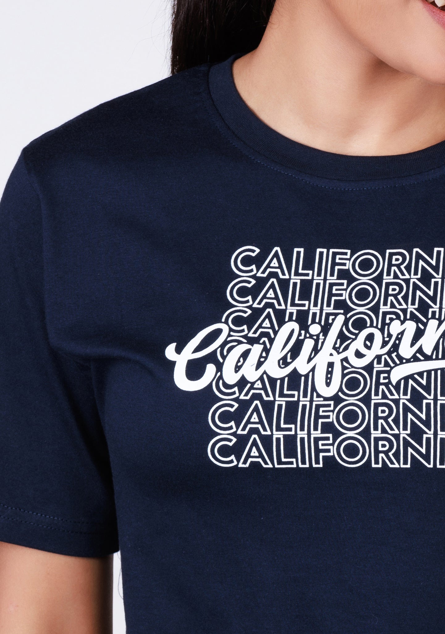 Ladies Crop T Shirt - Navy Blue