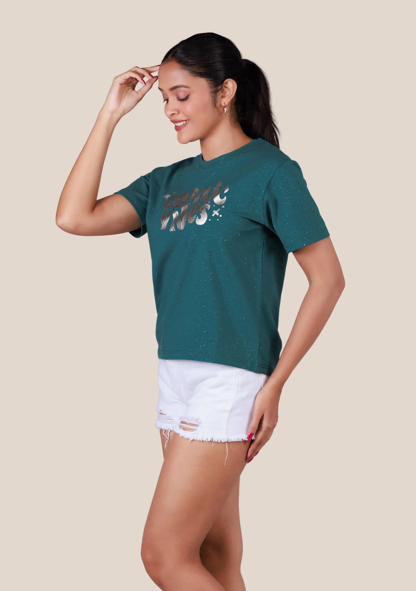 Short-Length T-Shirt - Teal Blue