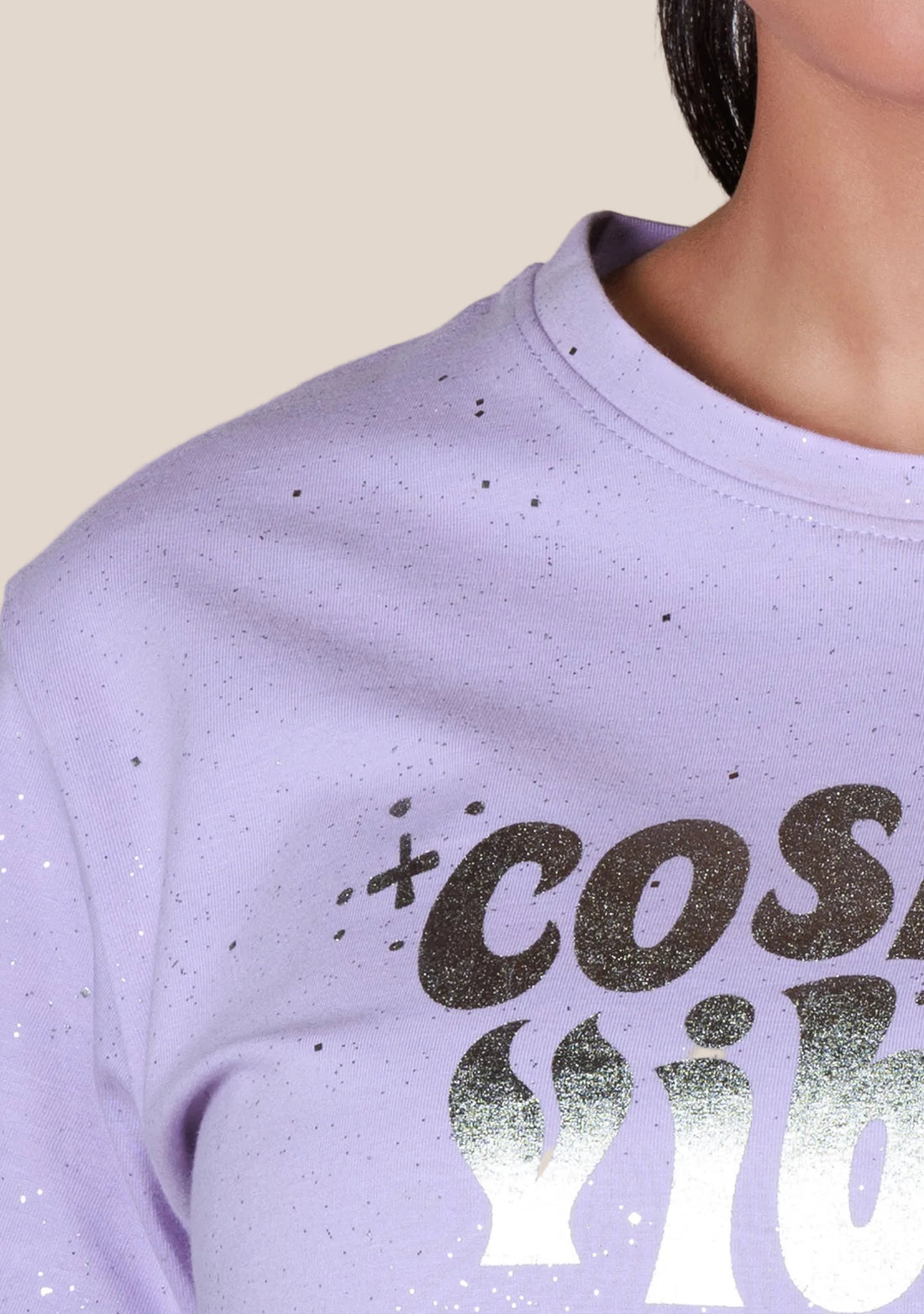 Short-Length T-Shirt - Texted Lavander