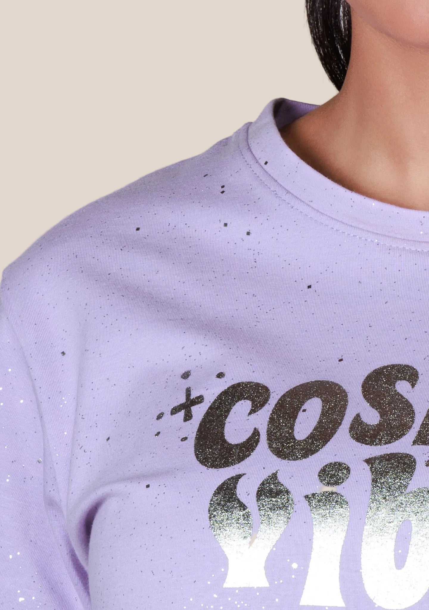Short-Length T-Shirt - Texted Lavander