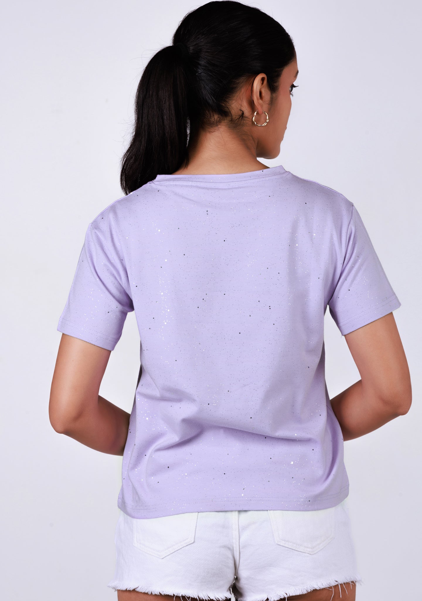 Short-Length T-Shirt - Texted Lavander