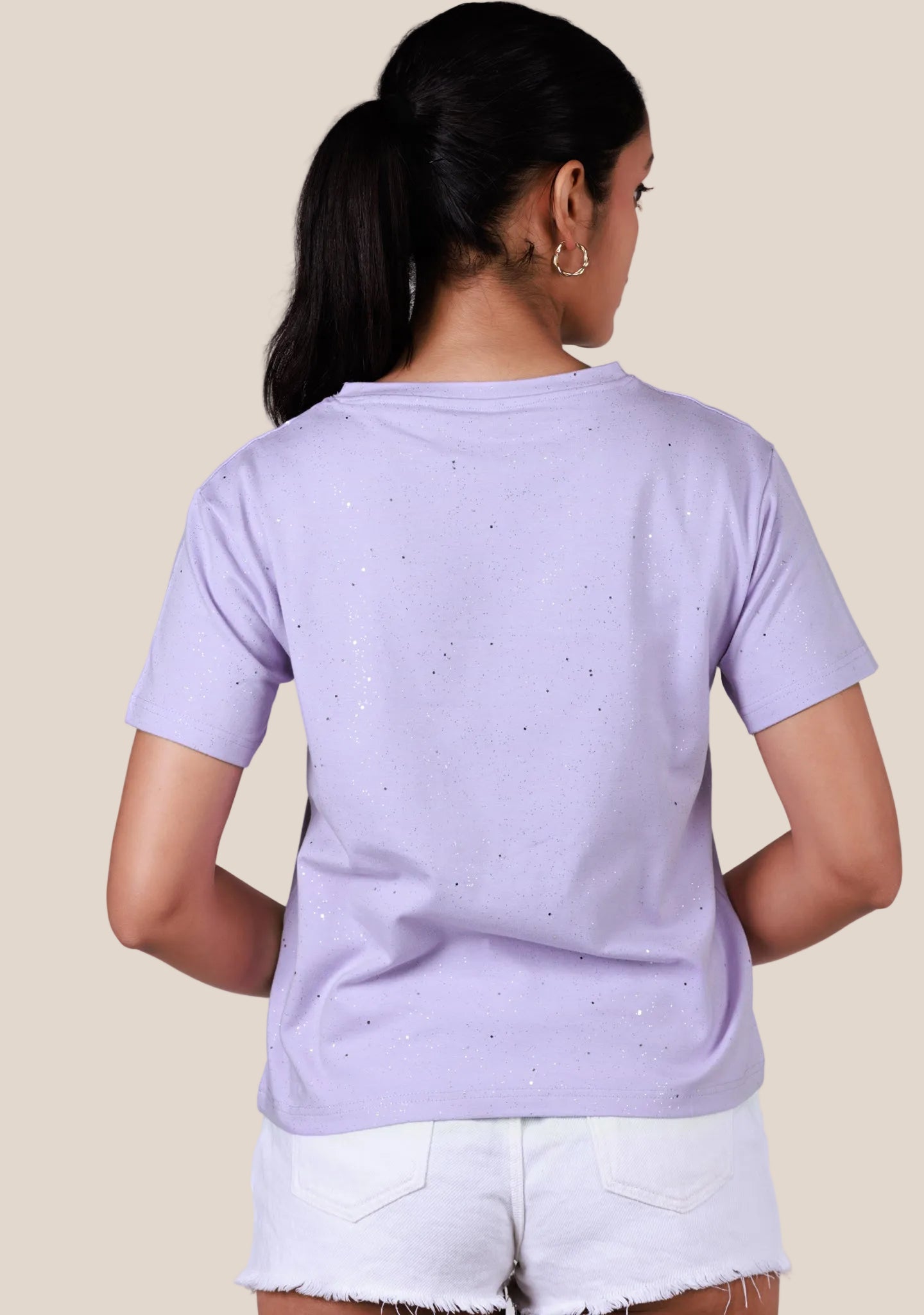 Short-Length T-Shirt - Texted Lavander
