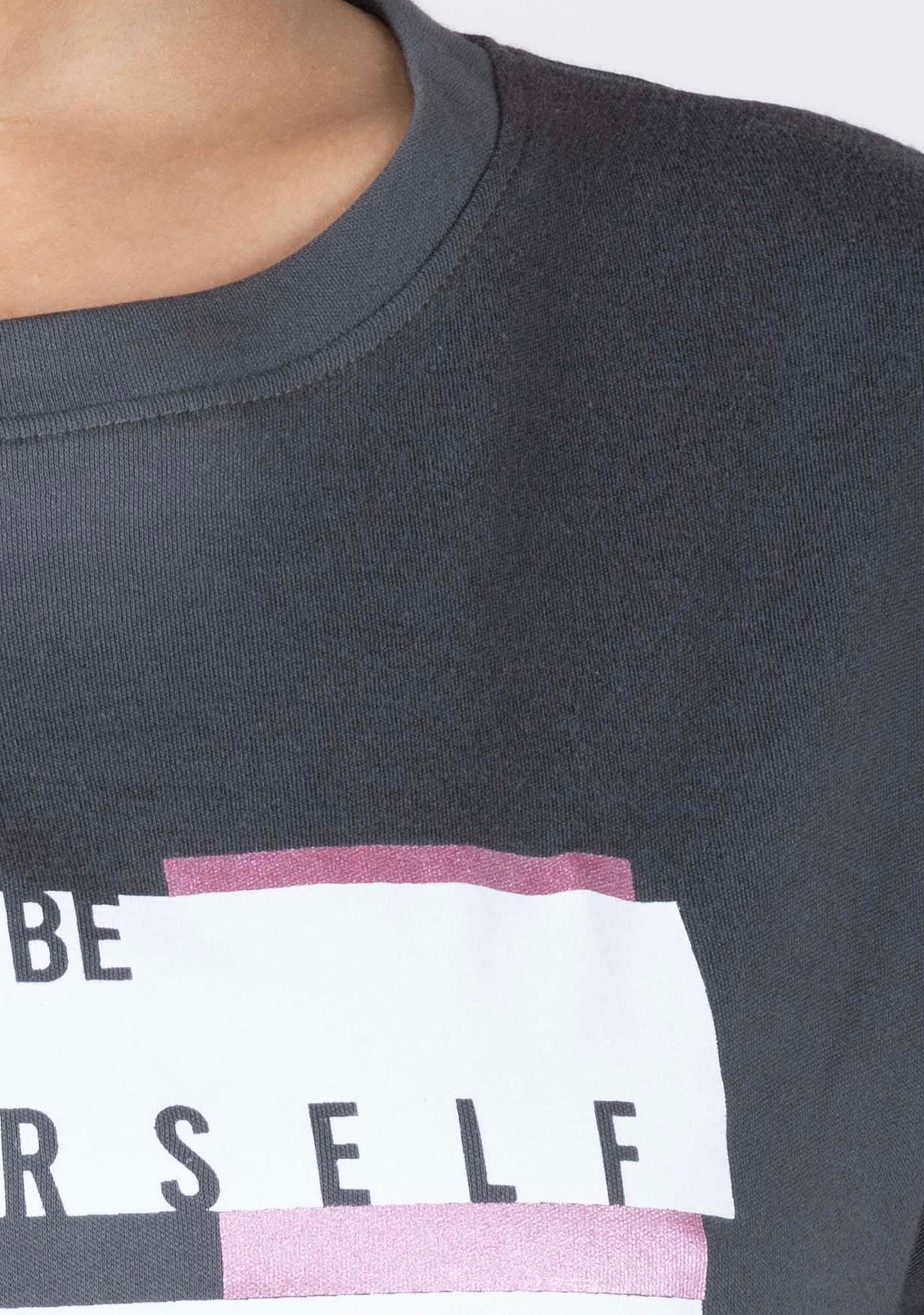 Ladies Drop Shoulder T Shirt - Grey Printed