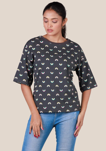 Ladies Drop Shoulder T Shirt - Grey