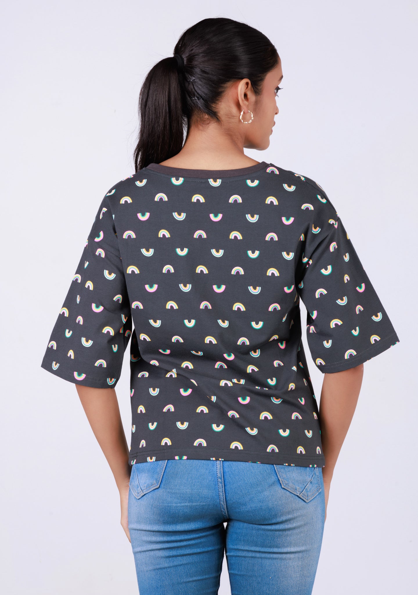 Ladies Drop Shoulder T Shirt - Grey