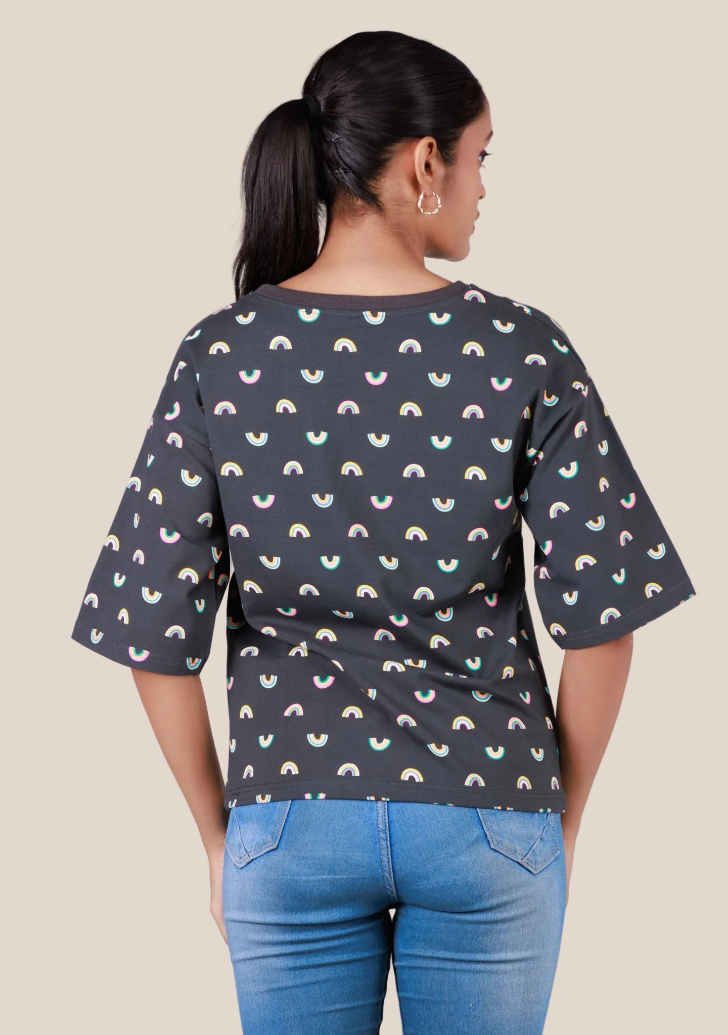 Ladies Drop Shoulder T Shirt - Grey