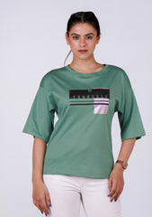 Ladies Drop Shoulder T Shirt -  Green