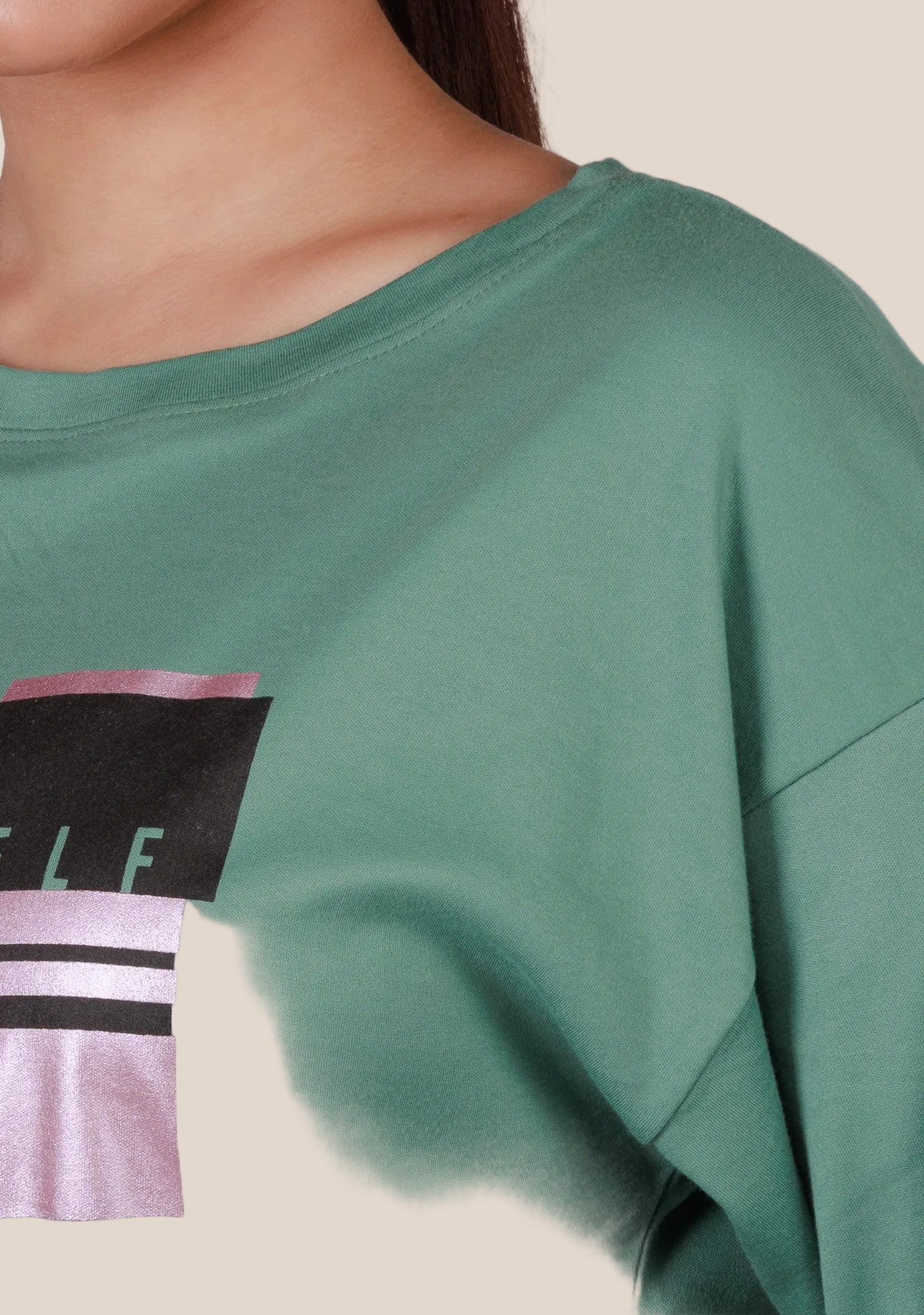 Ladies Drop Shoulder T Shirt -  Green